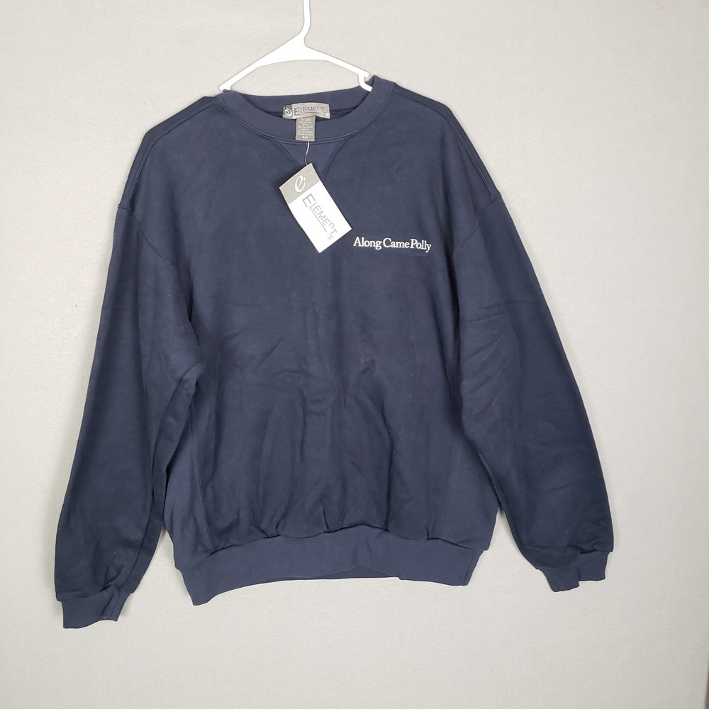 Along Came Polly Embroidered Crewneck Sweatshirt Navy‎ Blue Comfy Loungewear NWT